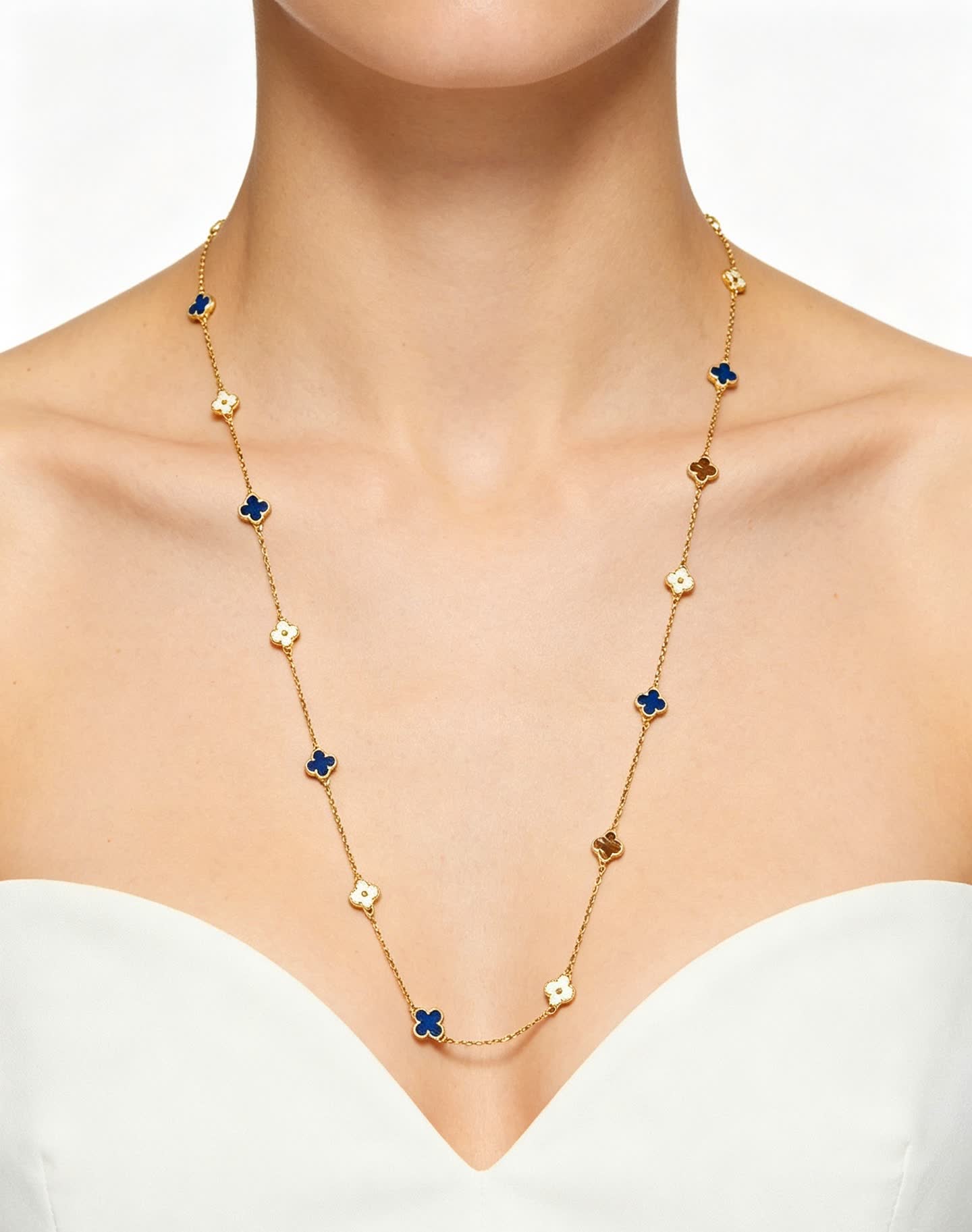 Van Cleef & Arpels Vintage Alhambra Yellow Gold Enamel Necklace
